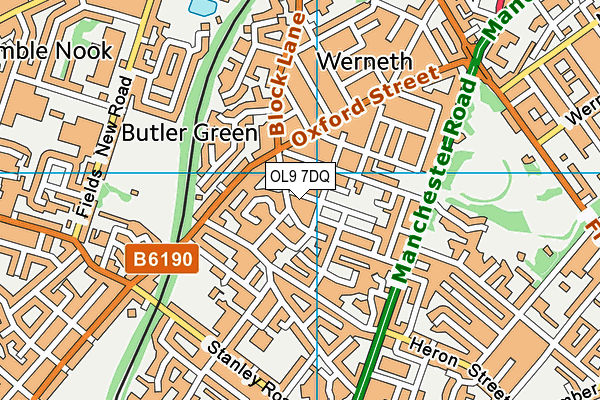 OL9 7DQ map - OS VectorMap District (Ordnance Survey)