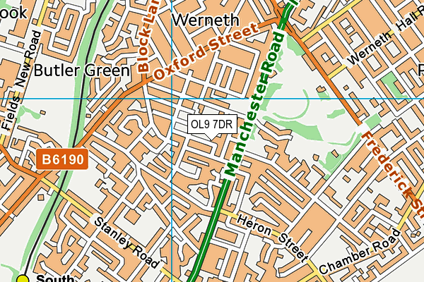 OL9 7DR map - OS VectorMap District (Ordnance Survey)