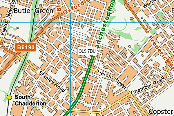 OL9 7DU map - OS VectorMap District (Ordnance Survey)