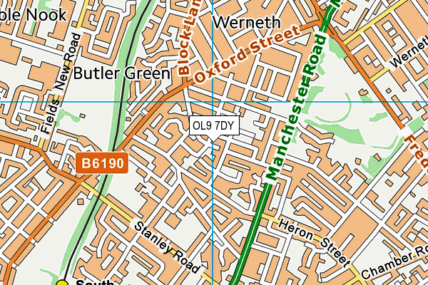 OL9 7DY map - OS VectorMap District (Ordnance Survey)