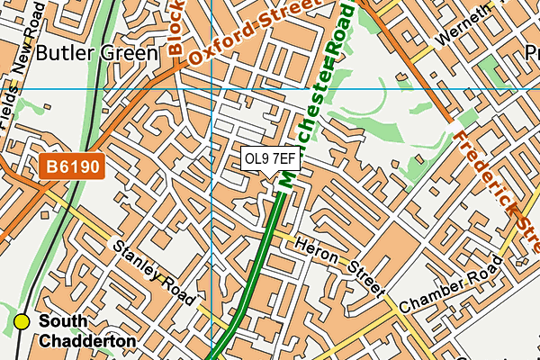 OL9 7EF map - OS VectorMap District (Ordnance Survey)