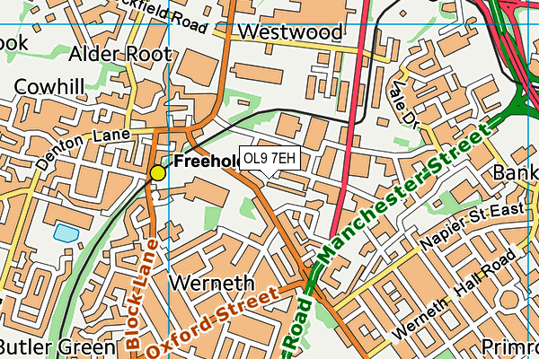 OL9 7EH map - OS VectorMap District (Ordnance Survey)