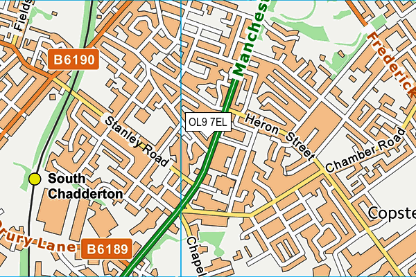 OL9 7EL map - OS VectorMap District (Ordnance Survey)