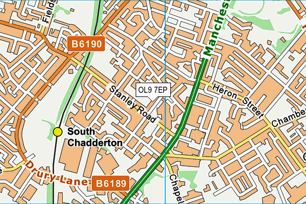 OL9 7EP map - OS VectorMap District (Ordnance Survey)