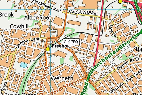 OL9 7EQ map - OS VectorMap District (Ordnance Survey)