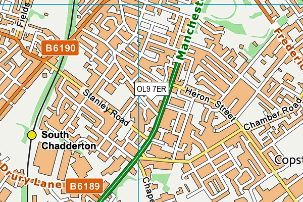 OL9 7ER map - OS VectorMap District (Ordnance Survey)