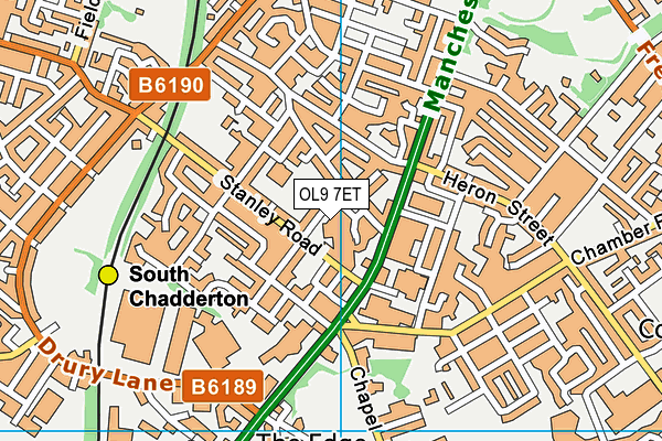 OL9 7ET map - OS VectorMap District (Ordnance Survey)