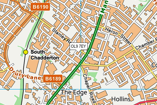 OL9 7EY map - OS VectorMap District (Ordnance Survey)