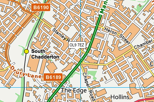 OL9 7EZ map - OS VectorMap District (Ordnance Survey)