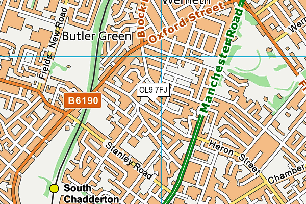 OL9 7FJ map - OS VectorMap District (Ordnance Survey)