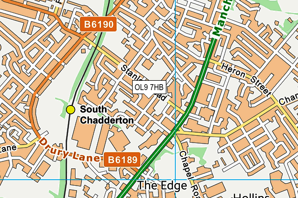 OL9 7HB map - OS VectorMap District (Ordnance Survey)