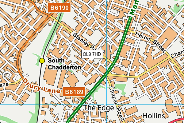 OL9 7HD map - OS VectorMap District (Ordnance Survey)