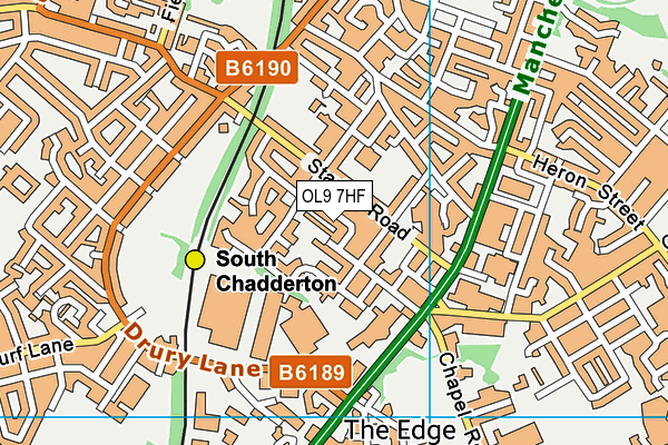 OL9 7HF map - OS VectorMap District (Ordnance Survey)