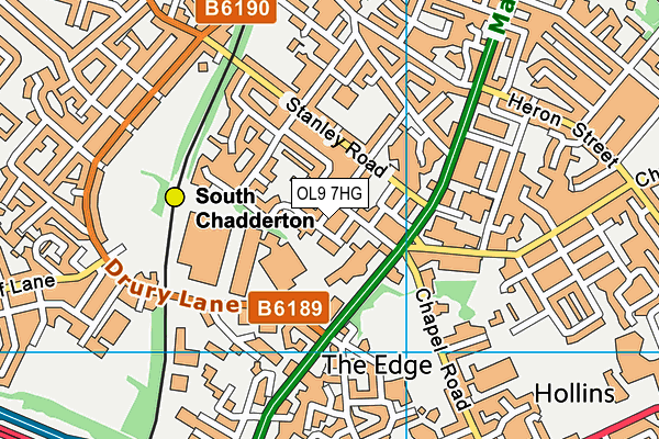 OL9 7HG map - OS VectorMap District (Ordnance Survey)