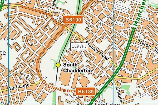 OL9 7HJ map - OS VectorMap District (Ordnance Survey)