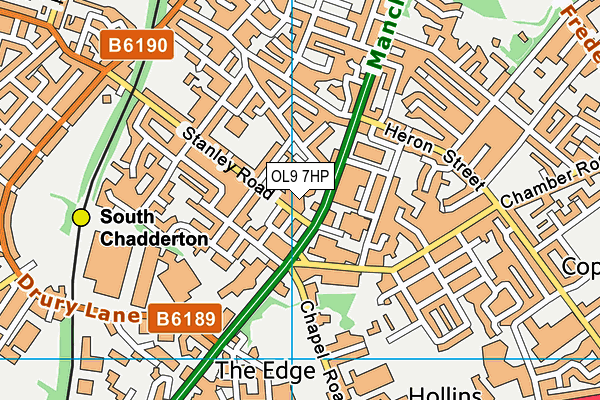 OL9 7HP map - OS VectorMap District (Ordnance Survey)