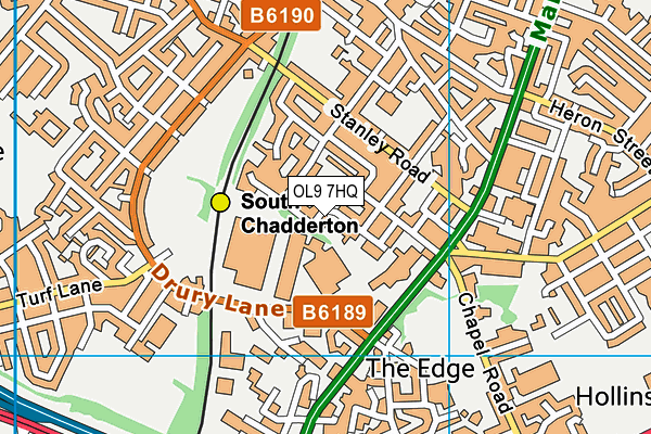 OL9 7HQ map - OS VectorMap District (Ordnance Survey)