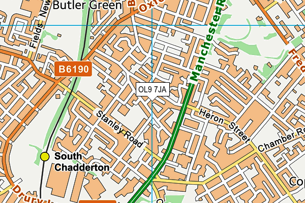 OL9 7JA map - OS VectorMap District (Ordnance Survey)