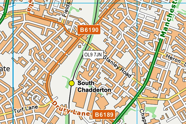OL9 7JN map - OS VectorMap District (Ordnance Survey)