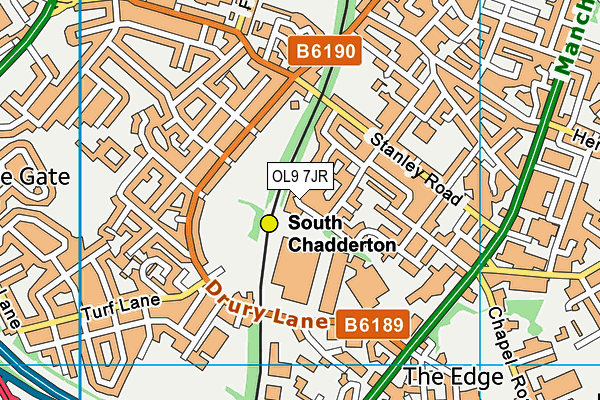 OL9 7JR map - OS VectorMap District (Ordnance Survey)