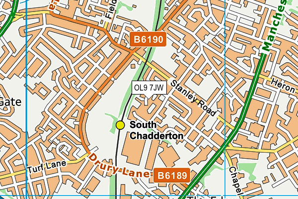 OL9 7JW map - OS VectorMap District (Ordnance Survey)