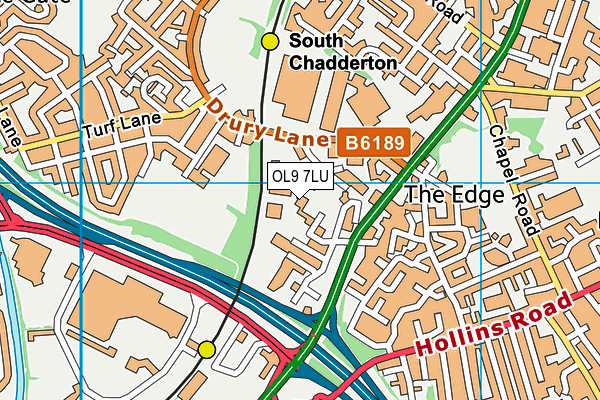 OL9 7LU map - OS VectorMap District (Ordnance Survey)