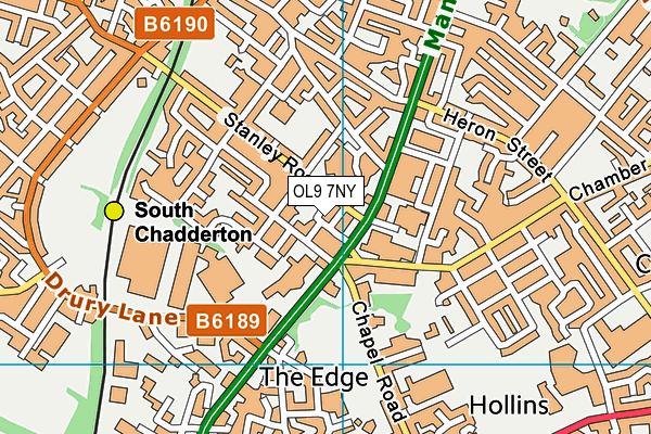 OL9 7NY map - OS VectorMap District (Ordnance Survey)