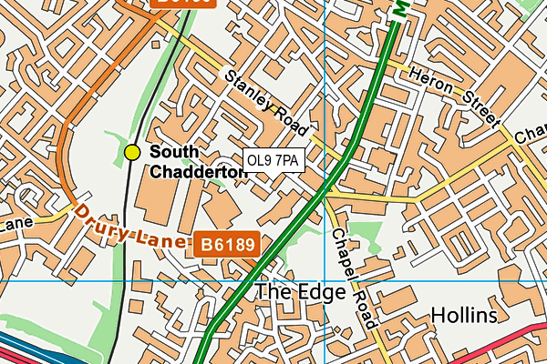 OL9 7PA map - OS VectorMap District (Ordnance Survey)