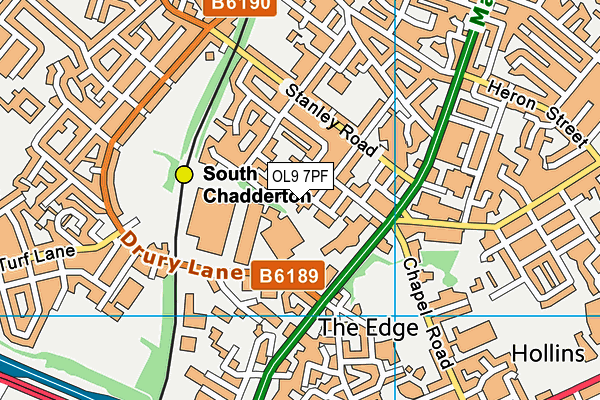 OL9 7PF map - OS VectorMap District (Ordnance Survey)