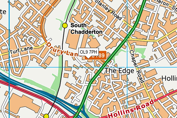 The Gym Group (Oldham) map (OL9 7PH) - OS VectorMap District (Ordnance Survey)