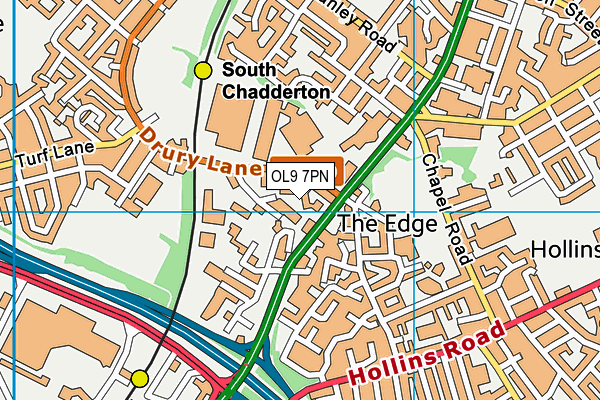 OL9 7PN map - OS VectorMap District (Ordnance Survey)