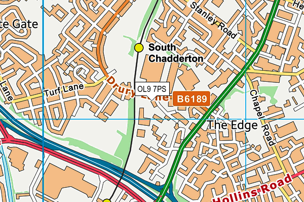 OL9 7PS map - OS VectorMap District (Ordnance Survey)