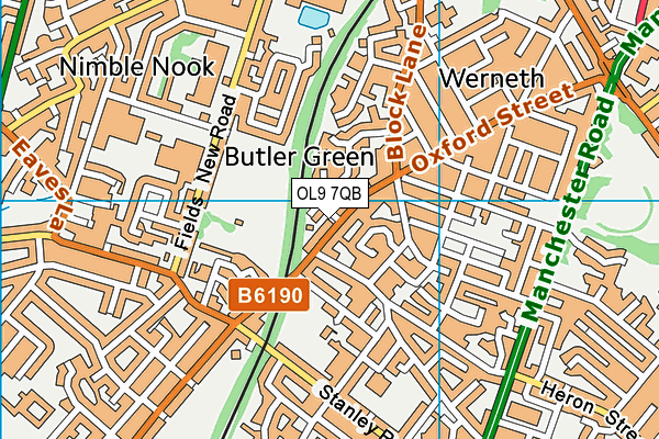 OL9 7QB map - OS VectorMap District (Ordnance Survey)