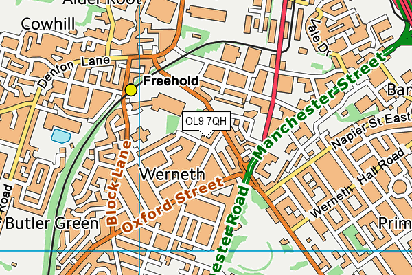 OL9 7QH map - OS VectorMap District (Ordnance Survey)