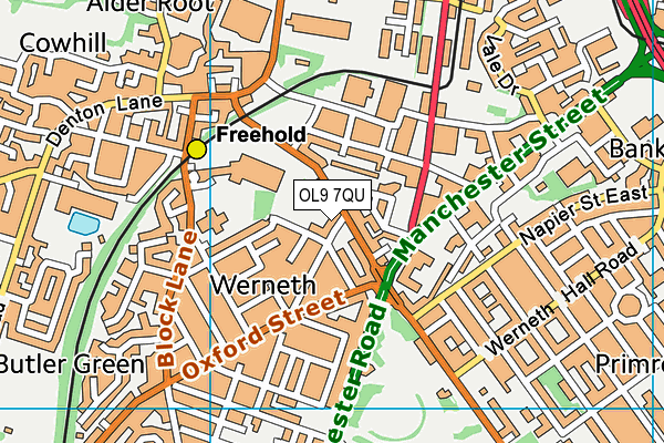 OL9 7QU map - OS VectorMap District (Ordnance Survey)