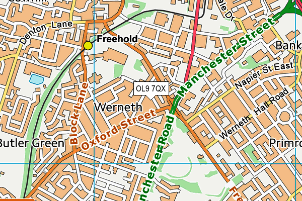 OL9 7QX map - OS VectorMap District (Ordnance Survey)