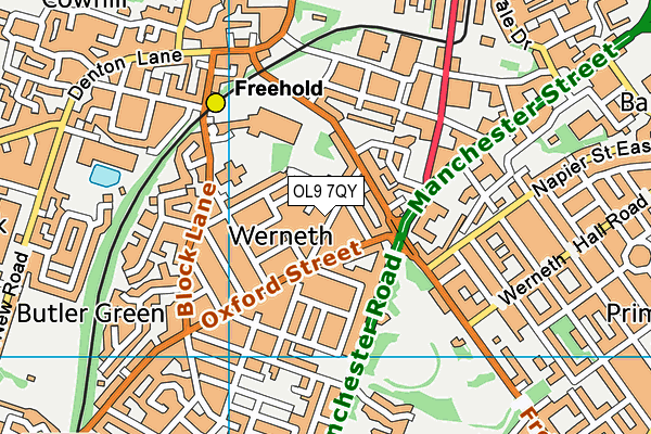 OL9 7QY map - OS VectorMap District (Ordnance Survey)