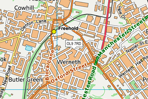 OL9 7RD map - OS VectorMap District (Ordnance Survey)