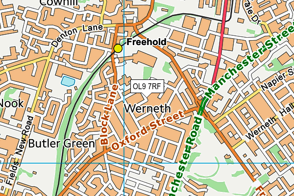 OL9 7RF map - OS VectorMap District (Ordnance Survey)