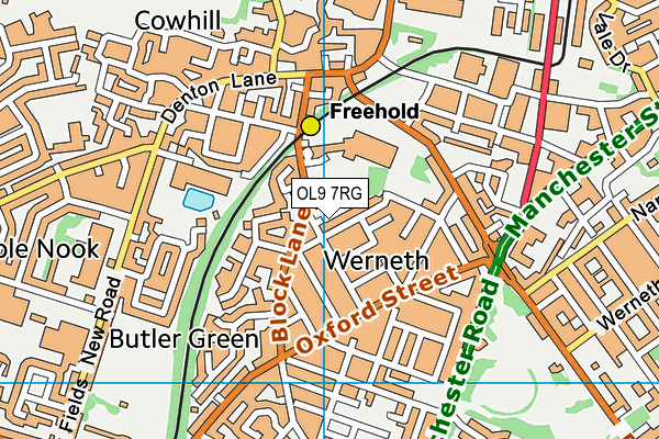 OL9 7RG map - OS VectorMap District (Ordnance Survey)