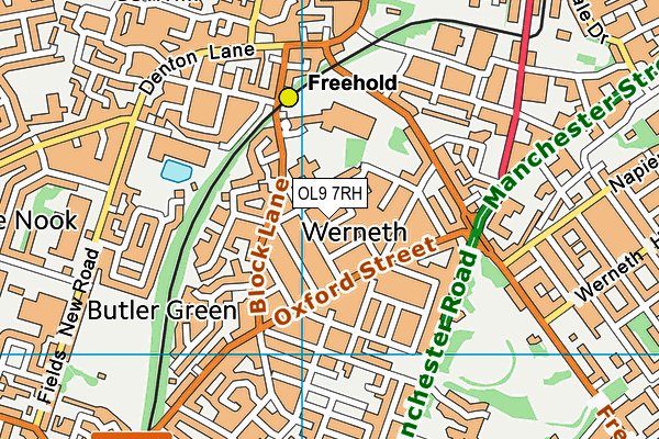 OL9 7RH map - OS VectorMap District (Ordnance Survey)