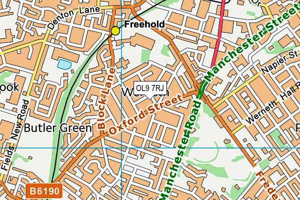 OL9 7RJ map - OS VectorMap District (Ordnance Survey)