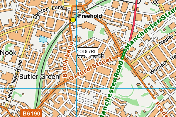 OL9 7RL map - OS VectorMap District (Ordnance Survey)