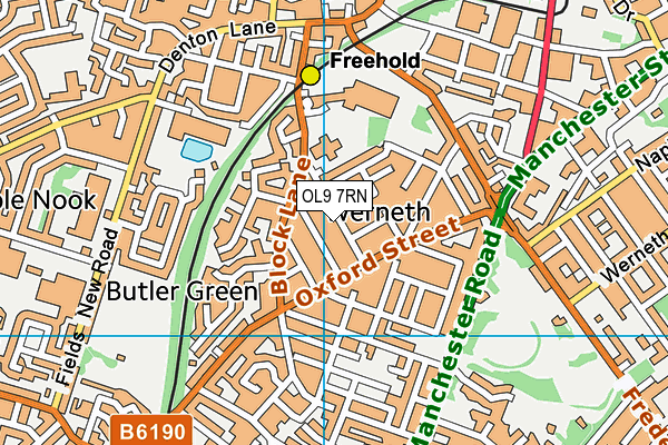 OL9 7RN map - OS VectorMap District (Ordnance Survey)