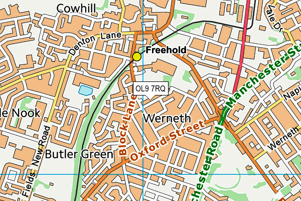 OL9 7RQ map - OS VectorMap District (Ordnance Survey)