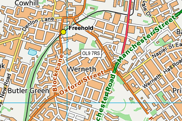 OL9 7RS map - OS VectorMap District (Ordnance Survey)