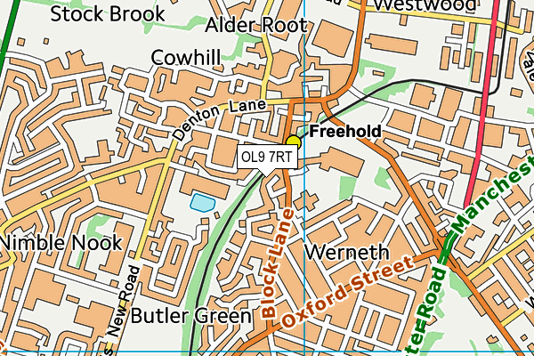 OL9 7RT map - OS VectorMap District (Ordnance Survey)