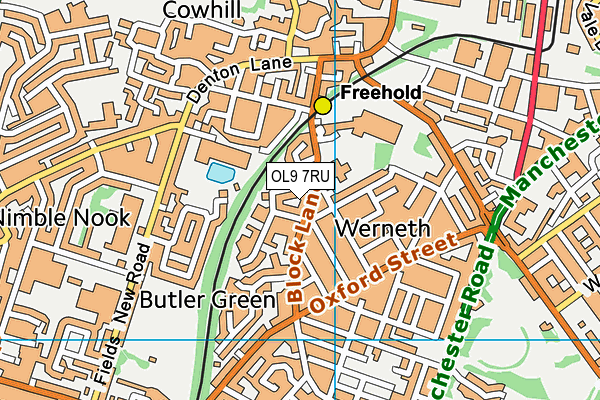 OL9 7RU map - OS VectorMap District (Ordnance Survey)