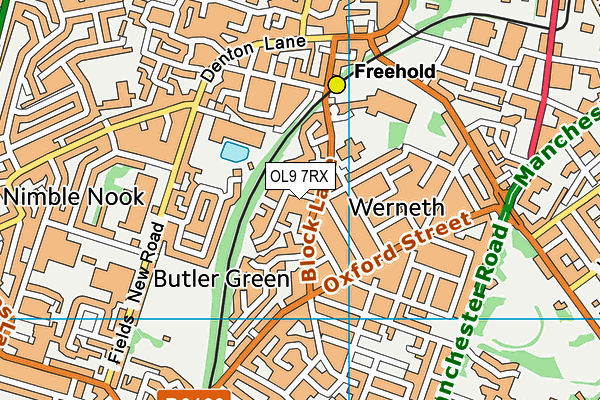 OL9 7RX map - OS VectorMap District (Ordnance Survey)