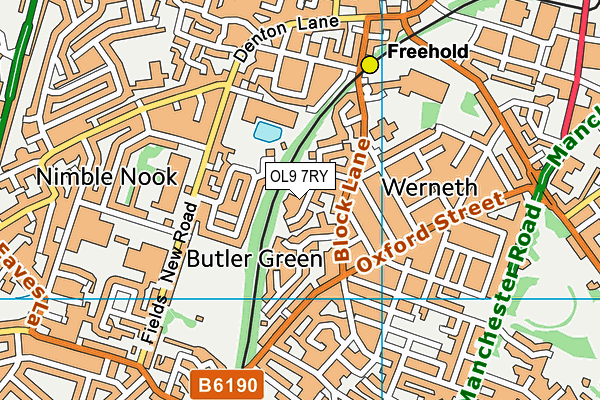 OL9 7RY map - OS VectorMap District (Ordnance Survey)